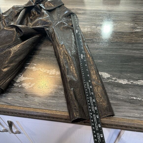 Vintage Alanni Womens Jacket XL Black Faux Leather Alligator Pockets Mob Wife - Picture 9 of 10